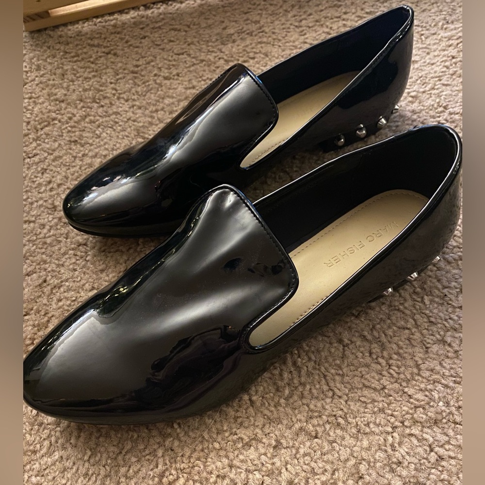 Marc Fisher shiny flats with studs on heel. Size 8 NWOT